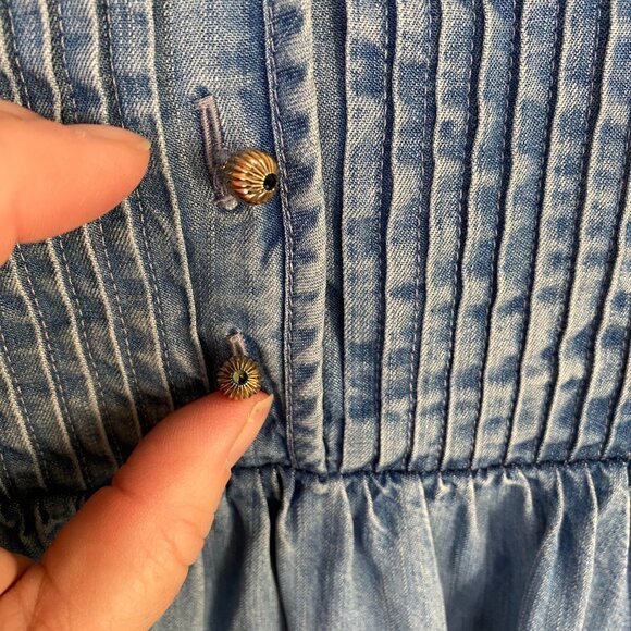 Paul & Joe Sister Batignole Denim Pintuck Mini Dress Blue Jean Pockets Cottage-6 - Picture 14 of 14